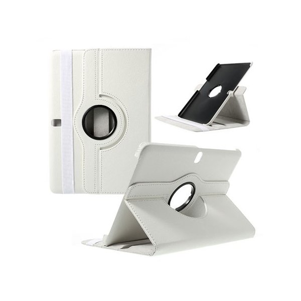 CUSTODIA BOOK PELLE GIREVOLE per SAMSUNG GALAXY TAB PRO 10.1, SM-T520, SM-T525 CON STAND E CHIUSURA AD ELASTICO COLORE BIANCO