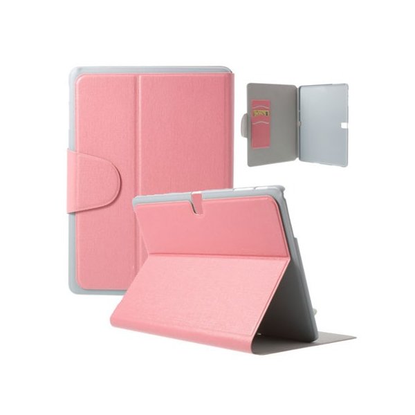 CUSTODIA BOOK ORIZZONTALE per SAMSUNG GALAXY TAB PRO 10.1, SM-T520, SM-T525 CON STAND E TASCHE PORTA CARTE COLORE ROSA