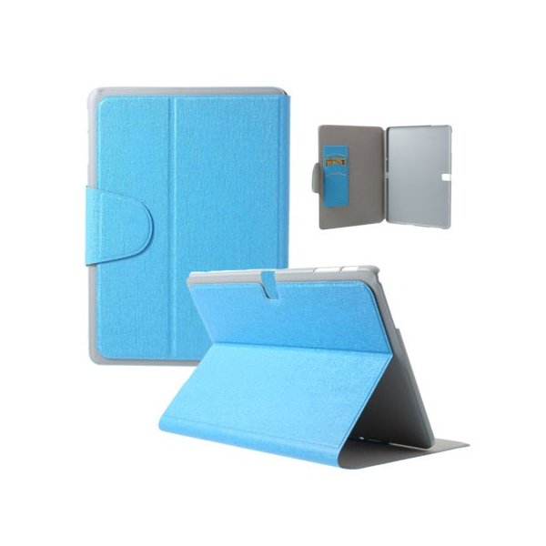 CUSTODIA BOOK ORIZZONTALE per SAMSUNG GALAXY TAB PRO 10.1, SM-T520, SM-T525 CON STAND E TASCHE PORTA CARTE COLORE AZZURRO