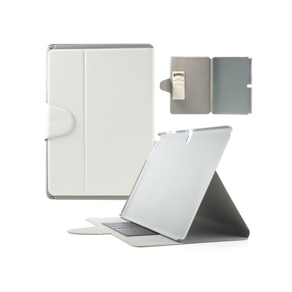 CUSTODIA BOOK ORIZZONTALE per SAMSUNG GALAXY NOTE PRO 12.2, SM-P900 CON STAND E TASCHE PORTA CARTE COLORE BIANCO