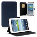 CUSTODIA BOOK ORIZZONTALE PELLE per SAMSUNG P3200 GALAXY TAB 3 7.0, P3210 CON STAND E TASCHE PORTA CARTE COLORE BLU