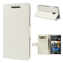 CUSTODIA FLIP ORIZZONTALE BOOK SLIM per HTC DESIRE 700 CON STAND E TASCHE PORTA CARTE COLORE BIANCO