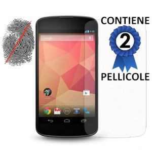 PELLICOLA per LG NEXUS 5 (D820) PROTEGGI DISPLAY ANTI IMPRONTA CONFEZIONE 2 PEZZI