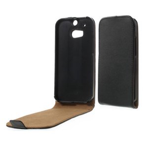 CUSTODIA FLIP VERTICALE SLIM PELLE per HTC ONE 2 ( M8 ), ONE M8s COLORE NERO