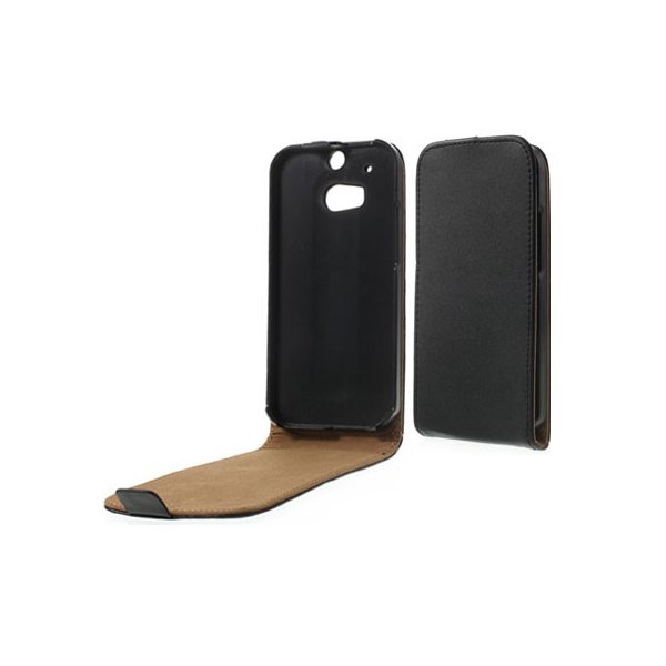 CUSTODIA FLIP VERTICALE SLIM PELLE per HTC ONE 2 ( M8 ), ONE M8s COLORE NERO