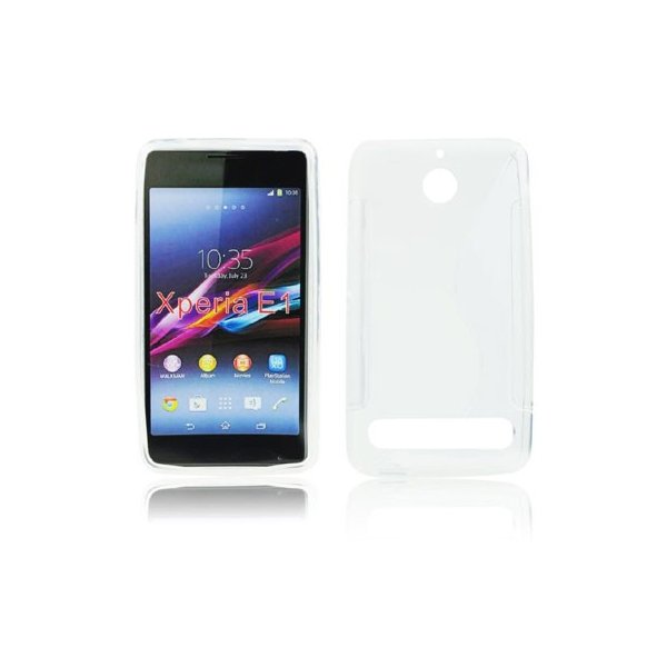 CUSTODIA GEL TPU SILICONE DOUBLE per SONY XPERIA E1, D2004, D2005 COLORE BIANCO-TRASPARENTE