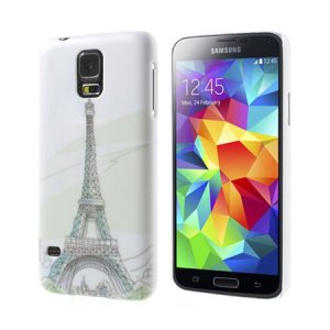 CUSTODIA BACK RIGIDA per SAMSUNG G900F GALAXY S5, GALAXY S5 NEO G903F, GALAXY S5 PLUS FANTASIA TOUR EIFFEL SU SFONDO BIANCO