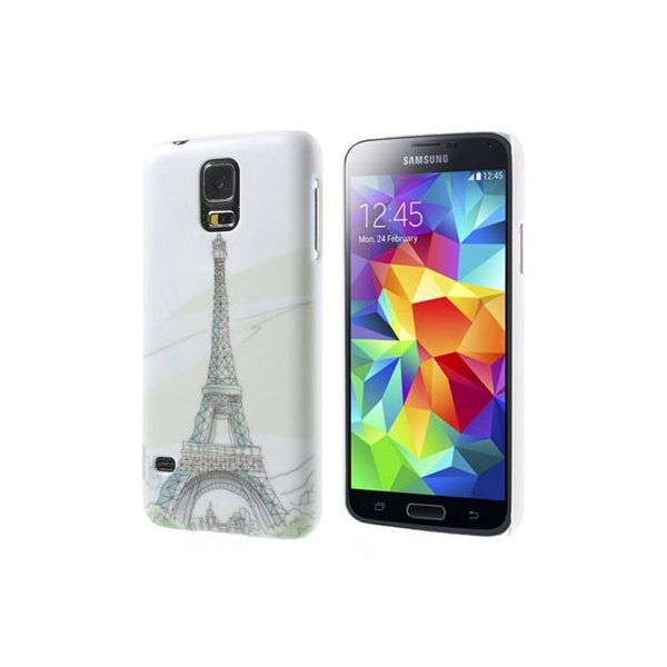 CUSTODIA BACK RIGIDA per SAMSUNG G900F GALAXY S5, GALAXY S5 NEO G903F, GALAXY S5 PLUS FANTASIA TOUR EIFFEL SU SFONDO BIANCO