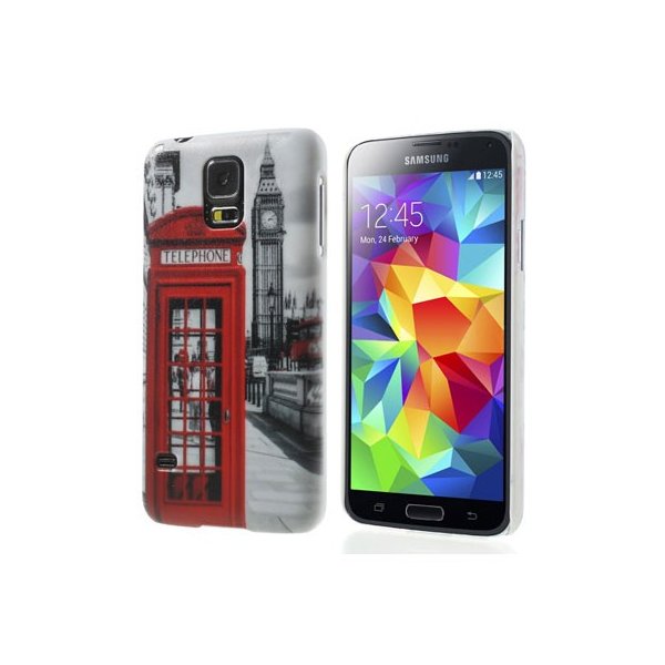 CUSTODIA BACK RIGIDA per SAMSUNG G900F GALAXY S5, GALAXY S5 NEO G903F, GALAXY S5 PLUS FANTASIA LONDRA CON CABINA E BIG BEN