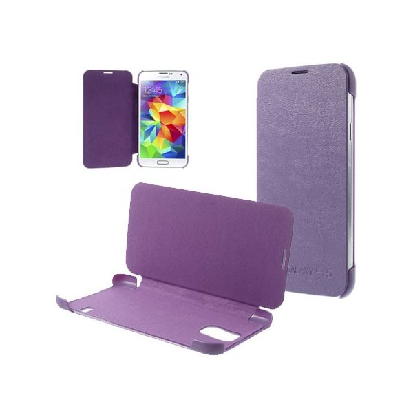 CUSTODIA FLIP ORIZZONTALE per SAMSUNG G900F GALAXY S5, GALAXY S5 NEO G903F, GALAXY S5 PLUS COLORE VIOLA (NO RIMOZIONE COVER)