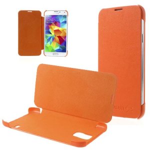 CUSTODIA FLIP ORIZZONTALE per SAMSUNG G900F GALAXY S5, GALAXY S5 NEO G903F, GALAXY S5 PLUS COLORE ARANCIONE (NO RIMOZIONE COVER)