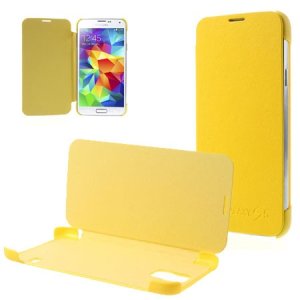 CUSTODIA FLIP ORIZZONTALE per SAMSUNG G900F GALAXY S5, GALAXY S5 NEO G903F, GALAXY S5 PLUS COLORE GIALLO (NO RIMOZIONE COVER)