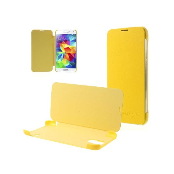 CUSTODIA FLIP ORIZZONTALE per SAMSUNG G900F GALAXY S5, GALAXY S5 NEO G903F, GALAXY S5 PLUS COLORE GIALLO (NO RIMOZIONE COVER)