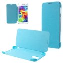 CUSTODIA FLIP ORIZZONTALE per SAMSUNG G900F GALAXY S5, GALAXY S5 NEO G903F, GALAXY S5 PLUS COLORE AZZURRO (NO RIMOZIONE COVER)