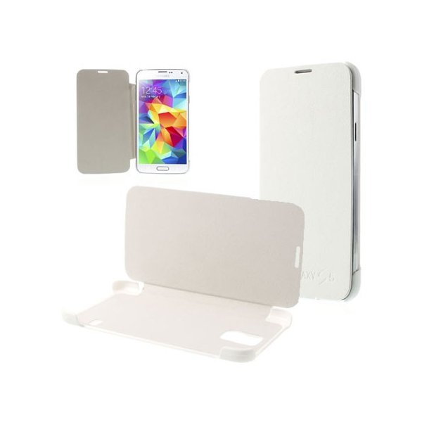 CUSTODIA FLIP ORIZZONTALE per SAMSUNG G900F GALAXY S5, GALAXY S5 NEO G903F, GALAXY S5 PLUS COLORE BIANCO (NO RIMOZIONE COVER)