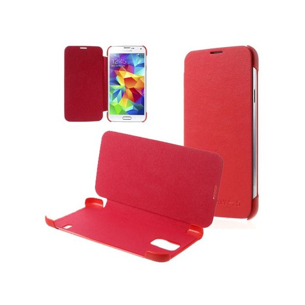 CUSTODIA FLIP ORIZZONTALE per SAMSUNG G900F GALAXY S5, GALAXY S5 NEO G903F, GALAXY S5 PLUS COLORE ROSSO (NO RIMOZIONE COVER)