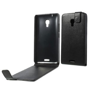 CUSTODIA FLIP VERTICALE PELLE per HUAWEI ASCEND MATE 2 COLORE NERO