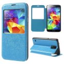 CUSTODIA FLIP ORIZZONTALE per SAMSUNG G900F GALAXY S5, GALAXY S5 NEO G903F CON FINESTRA ID E STAND COLORE BLU FANTASIA GRAFFITI