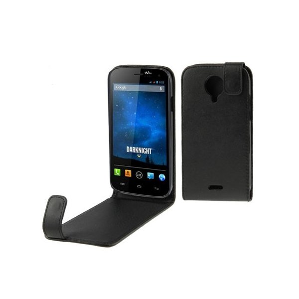 CUSTODIA FLIP VERTICALE PELLE per WIKO DARKNIGHT COLORE NERO