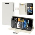 CUSTODIA FLIP ORIZZONTALE BOOK per HTC DESIRE 500 CON STAND E TASCHE PORTA CARTE COLORE BIANCO