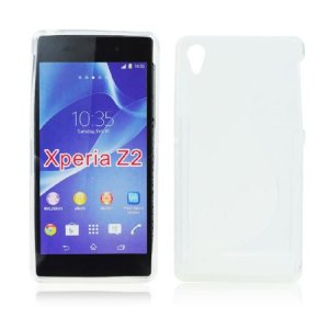 CUSTODIA GEL TPU SILICONE DOUBLE per SONY XPERIA Z2 COLORE BIANCO-TRASPARENTE