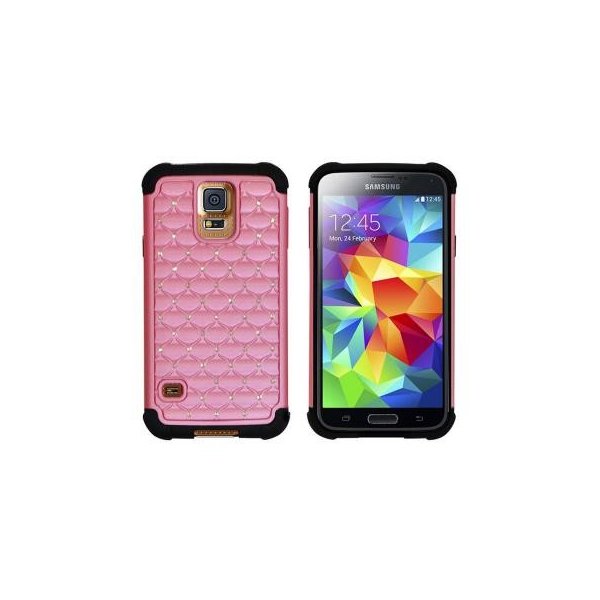 CUSTODIA BACK RIGIDA CON BRILLANTINI per SAMSUNG G900F GALAXY S5, GALAXY S5 NEO G903F, GALAXY S5 PLUS COLORE ROSA