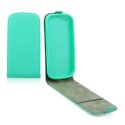 CUSTODIA FLIP VERTICALE SLIM SIMILPELLE per SAMSUNG G900F GALAXY S5, S5 NEO G903F CON INTERNO IN TPU SILICONE COLORE VERDE ACQUA