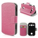 CUSTODIA FLIP ORIZZONTALE PELLE per SAMSUNG S7710 GALAXY XCOVER 2 CON STAND E TASCHE PORTA CARTE FANTASIA CROSS COLORE FUCSIA