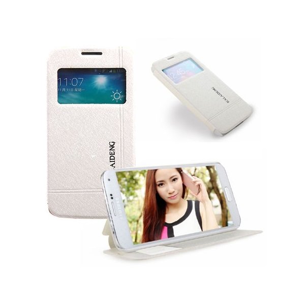 CUSTODIA FLIP ORIZZONTALE per SAMSUNG G900 GALAXY S5, S5 NEO CON STAND E FINESTRA ID BIANCO ALTA QUALITA' ICELAND II BLISTER