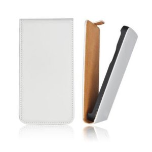 CUSTODIA FLIP VERTICALE SLIM PELLE per HUAWEI ASCEND G740, ORANGE YUMO COLORE BIANCO