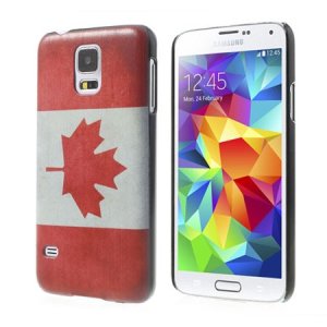 CUSTODIA BACK RIGIDA per SAMSUNG G900F GALAXY S5, GALAXY S5 NEO G903F, GALAXY S5 PLUS FANTASIA BANDIERA CANADA ANTICATA