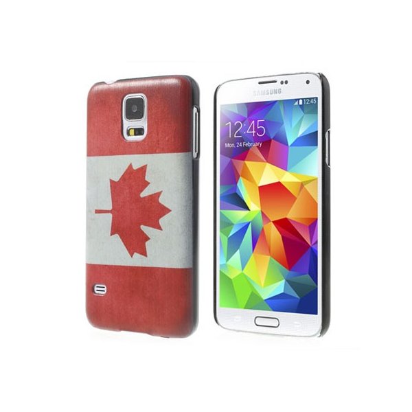 CUSTODIA BACK RIGIDA per SAMSUNG G900F GALAXY S5, GALAXY S5 NEO G903F, GALAXY S5 PLUS FANTASIA BANDIERA CANADA ANTICATA