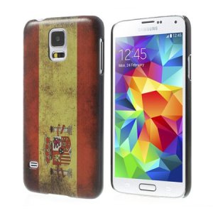 CUSTODIA BACK RIGIDA per SAMSUNG G900F GALAXY S5, GALAXY S5 NEO G903F, GALAXY S5 PLUS FANTASIA BANDIERA SPAGNA ANTICATA