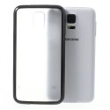 CUSTODIA BACK RIGIDA per SAMSUNG G900F GALAXY S5, GALAXY S5 NEO G903F, GALAXY S5 PLUS TRASPARENTE CON CORNICE COLORE NERO