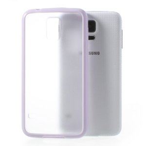 CUSTODIA BACK RIGIDA per SAMSUNG G900F GALAXY S5, GALAXY S5 NEO G903F, GALAXY S5 PLUS TRASPARENTE CON CORNICE COLORE VIOLA