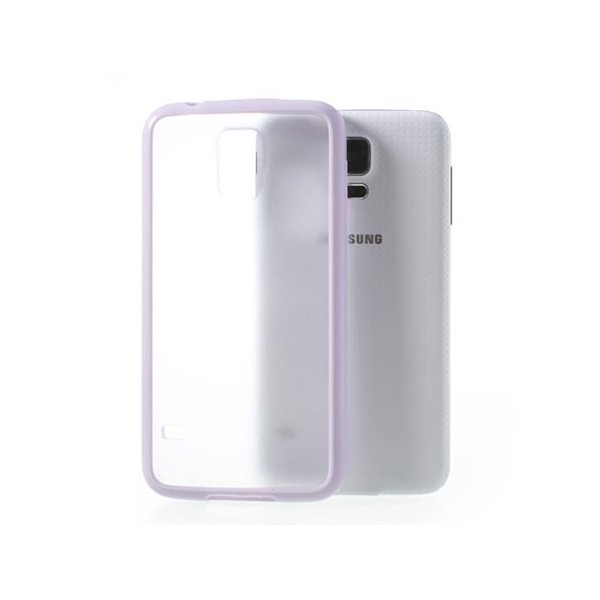 CUSTODIA BACK RIGIDA per SAMSUNG G900F GALAXY S5, GALAXY S5 NEO G903F, GALAXY S5 PLUS TRASPARENTE CON CORNICE COLORE VIOLA