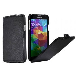 CUSTODIA FLIP VERTICALE ULTRA SLIM SIMILPELLE per SAMSUNG G900F GALAXY S5, GALAXY S5 NEO G903F COLORE NERO