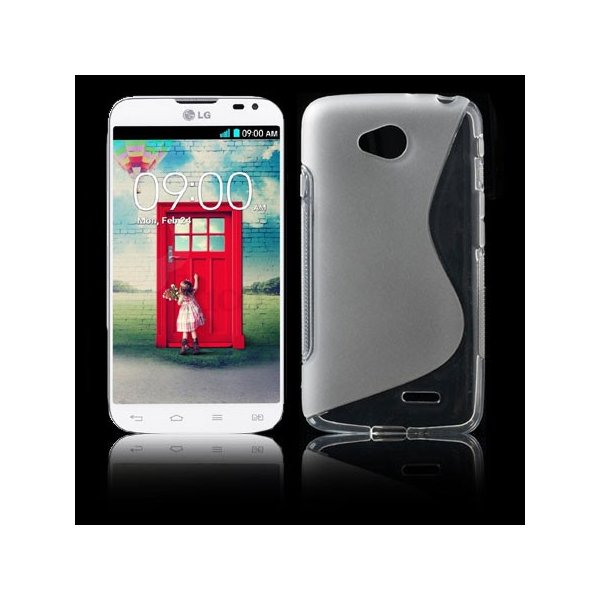 CUSTODIA GEL TPU SILICONE DOUBLE per LG L70 D320N, L70 DUAL SIM D325 COLORE BIANCO-TRASPARENTE