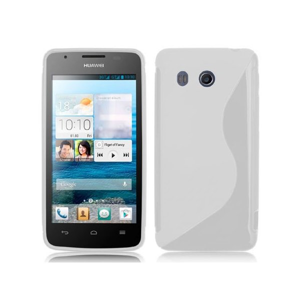 CUSTODIA GEL TPU SILICONE DOUBLE per HUAWEI ASCEND G525 COLORE BIANCO-TRASPARENTE