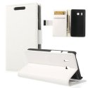 CUSTODIA FLIP ORIZZONTALE PELLE per HUAWEI ASCEND Y320 CON STAND E PORTA CARTE COLORE BIANCO