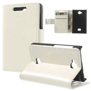 CUSTODIA FLIP ORIZZONTALE BOOK per NOKIA ASHA 503 CON STAND E TASCHE PORTA CARTE COLORE BIANCO