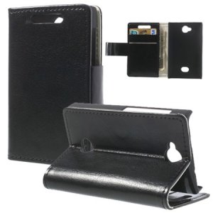 CUSTODIA FLIP ORIZZONTALE BOOK per NOKIA ASHA 503 CON STAND E TASCHE PORTA CARTE COLORE NERO