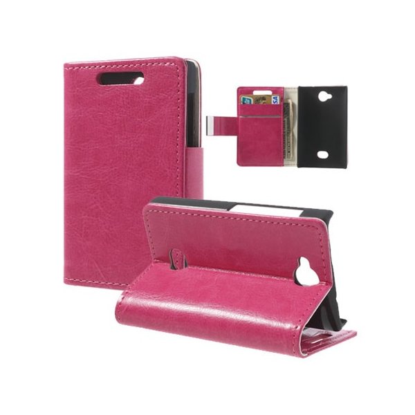 CUSTODIA FLIP ORIZZONTALE BOOK per NOKIA ASHA 503 CON STAND E TASCHE PORTA CARTE COLORE FUCSIA