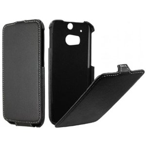 CUSTODIA FLIP VERTICALE ULTRA SLIM PELLE per HTC ONE 2 ( M8 ), ONE M8s COLORE NERO