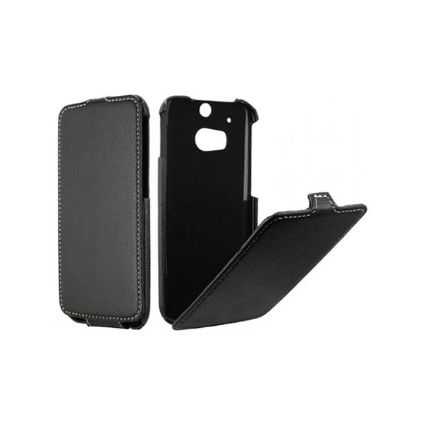 CUSTODIA FLIP VERTICALE ULTRA SLIM PELLE per HTC ONE 2 ( M8 ), ONE M8s COLORE NERO