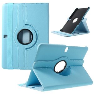 CUSTODIA BOOK PELLE GIREVOLE per SAMSUNG GALAXY TAB PRO 10.1, SM-T520, SM-T525 CON STAND E CHIUSURA ELASTICO COLORE AZZURRO