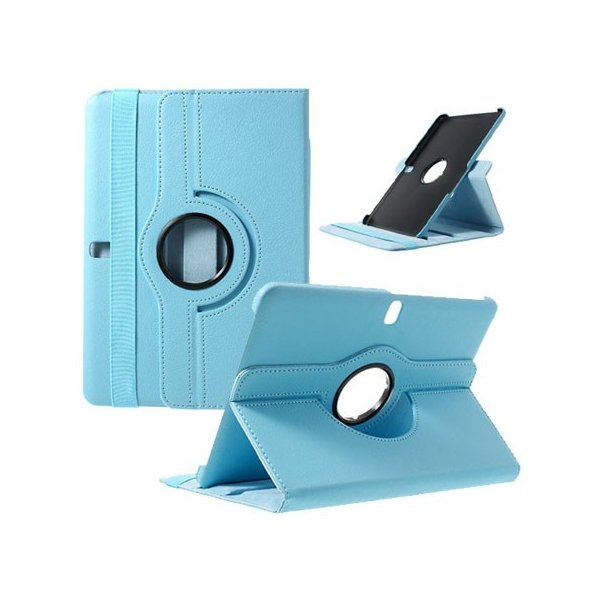 CUSTODIA BOOK PELLE GIREVOLE per SAMSUNG GALAXY TAB PRO 10.1, SM-T520, SM-T525 CON STAND E CHIUSURA ELASTICO COLORE AZZURRO