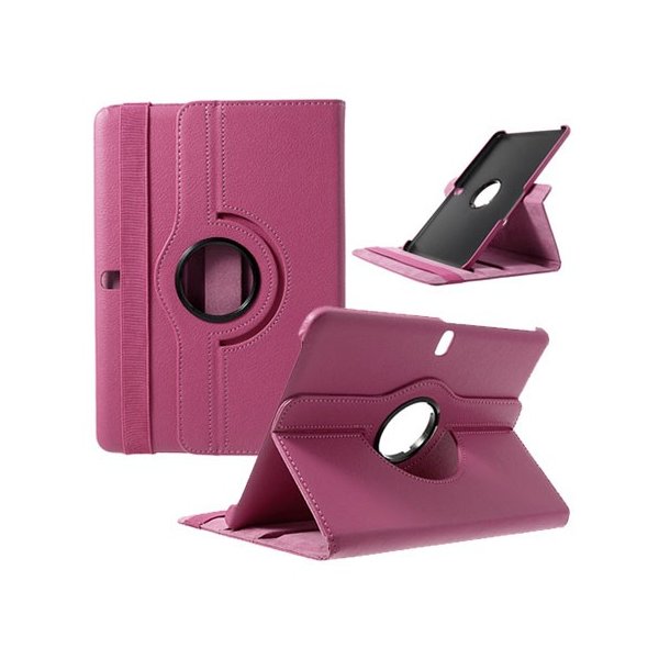 CUSTODIA BOOK PELLE GIREVOLE per SAMSUNG GALAXY TAB PRO 10.1, SM-T520, SM-T525 CON STAND E CHIUSURA ELASTICO COLORE FUCSIA