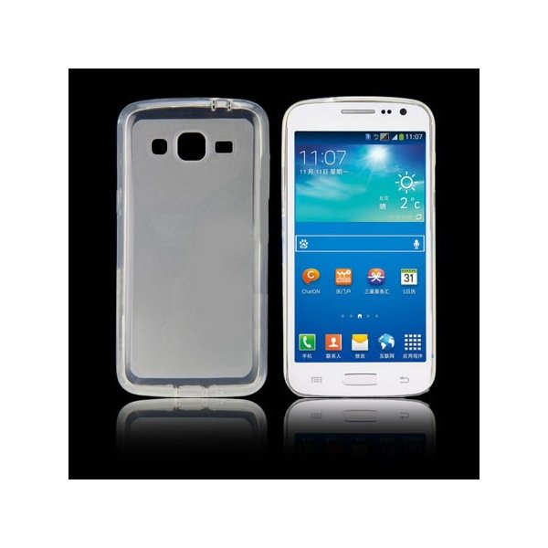 CUSTODIA GEL TPU SILICONE per SAMSUNG G3812 GALAXY WIN PRO COLORE BIANCO-TRASPARENTE