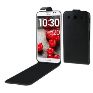 CUSTODIA FLIP VERTICALE PELLE per LG E985 OPTIMUS G PRO, F240, L-04E COLORE NERO